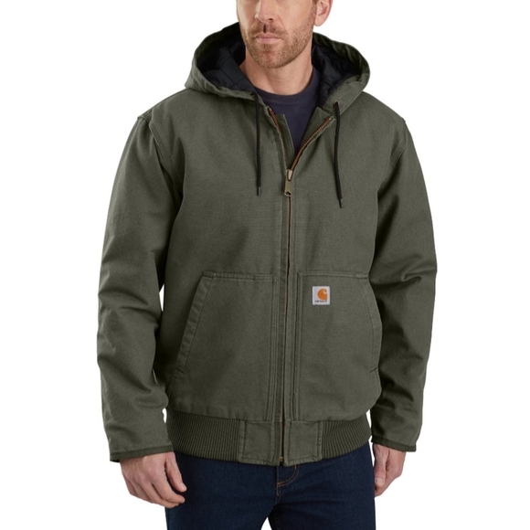 Carhartt Other - CARHARTT Men's Loose Fit Washed Duck Insulated Zipper Jacket Moss Green